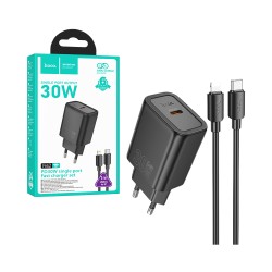 Hoco Charger N62 Gentle PD30W Type-C To Lightning 1m Black Hoco Charger N62 Gentle PD30W Type-C To Lightning 1m Black